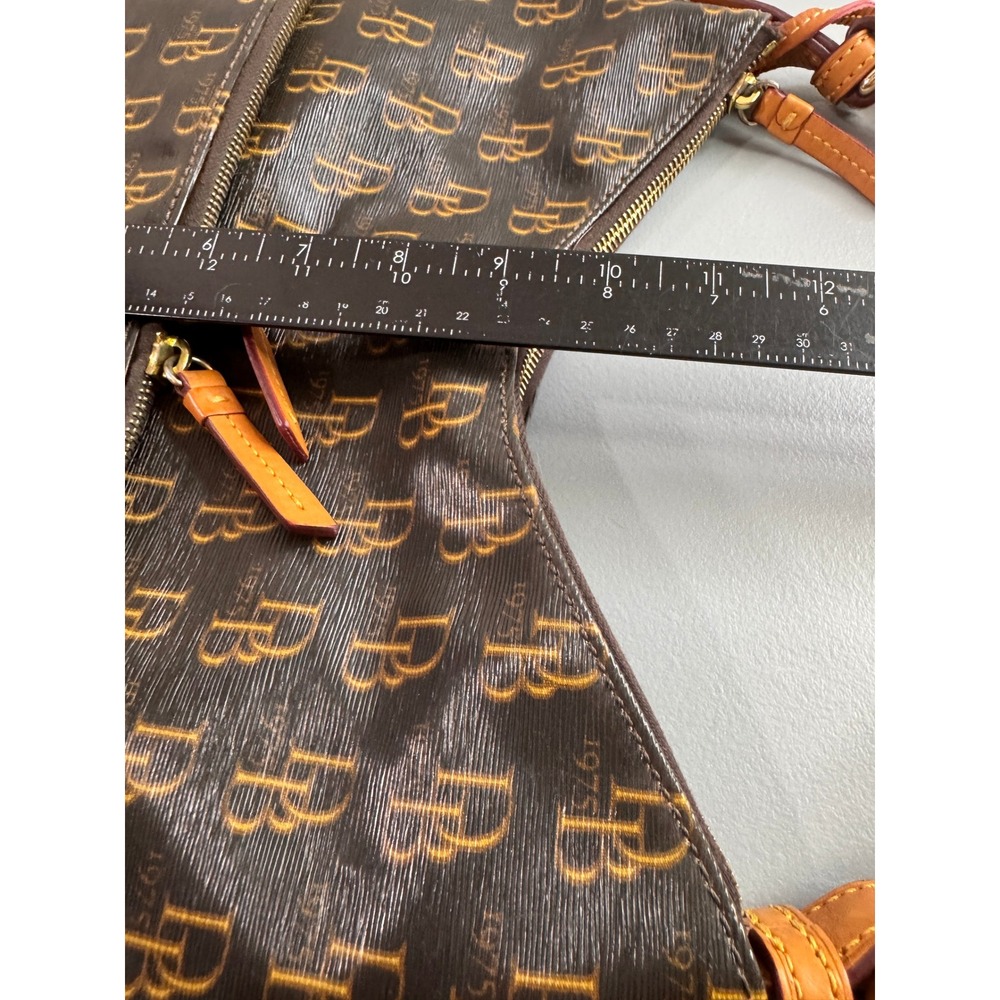 Dooney & Bourke Hobo Bag Womens Large Brown Monogram Coated Canvas Leather Trim - Picture 12 of 13